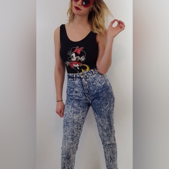 Vintage 1980s USA Acid Wash Frosted High Waist Tapered Leg Mom Jeans sz 26x 31 - Picture 6 of 12